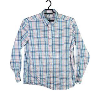 Mens Southern Tide Blue Pink Plaid Shirt Button Down Long Sleeve Cotton Blend XL